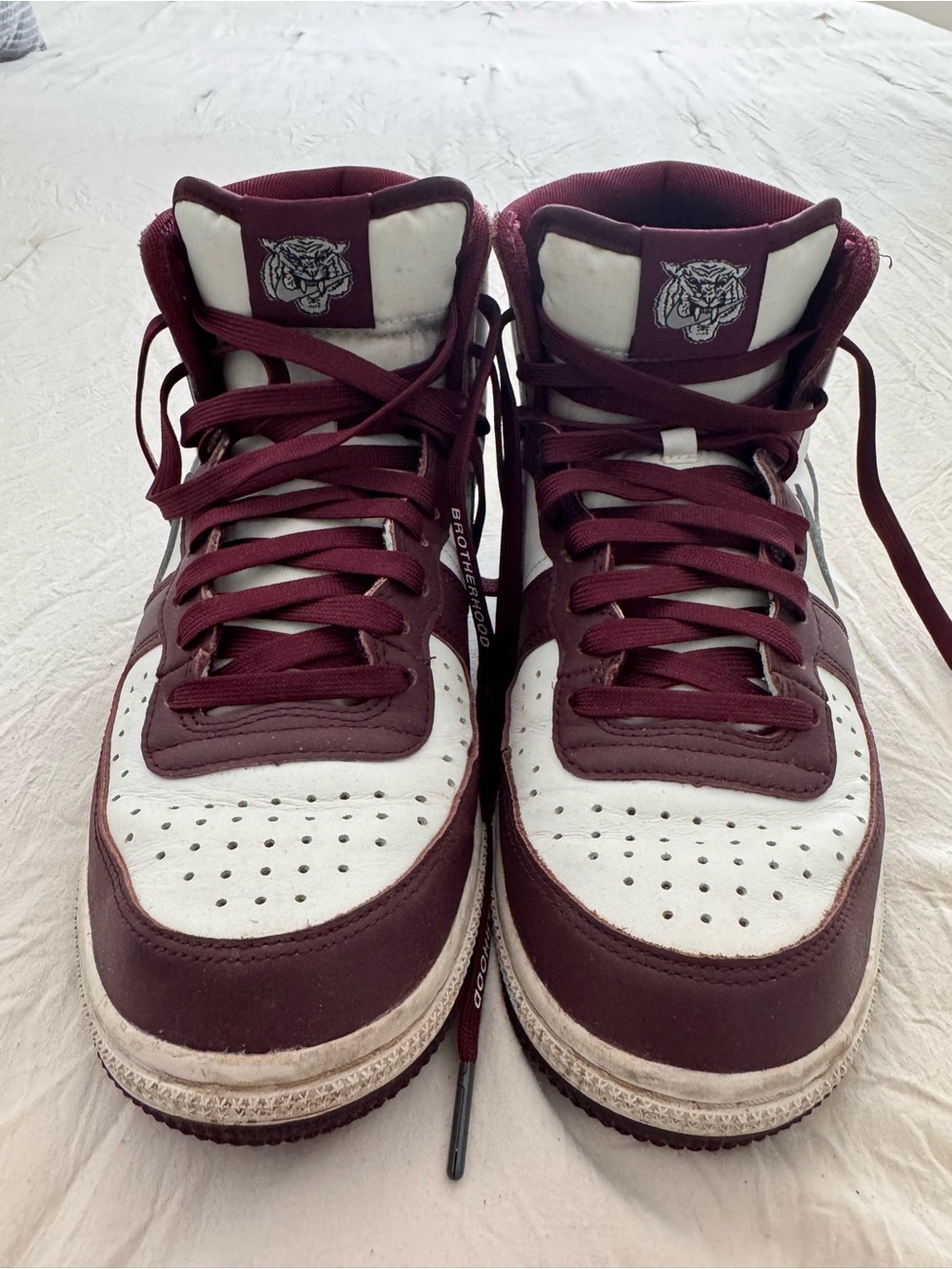 Nike Men's High-Top Sneakers in Burgundy and White